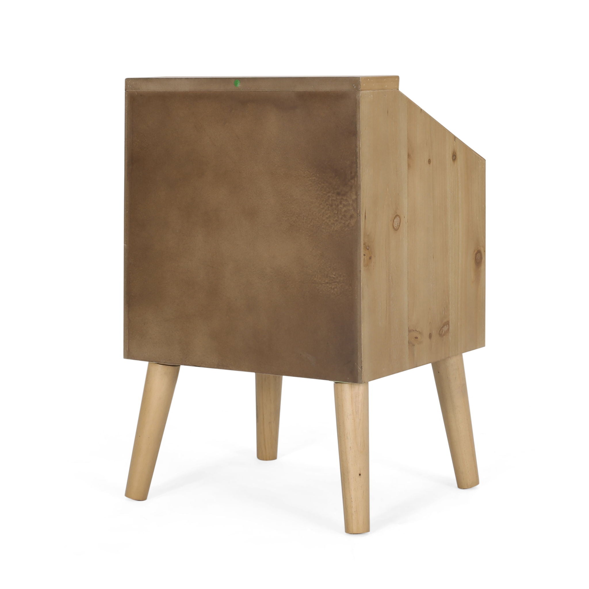 Contemporary End Table With Rattan Accents And Tempered Glass - Natural / White