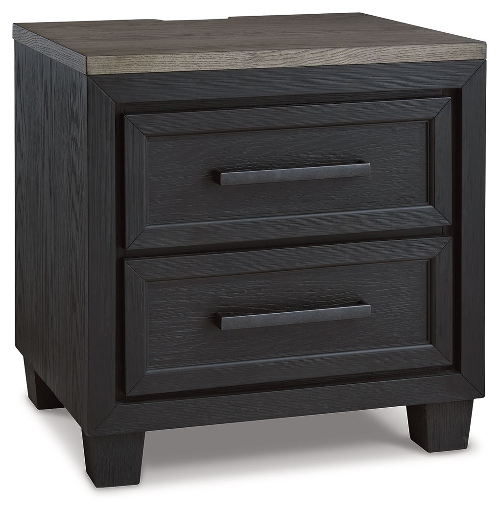 Signature Design by Ashley® Foyland - Black / Brown - Two Drawer Night Stand | Meri Furniture
