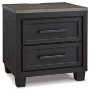 Signature Design by Ashley® Foyland - Black / Brown - Two Drawer Night Stand | Meri Furniture