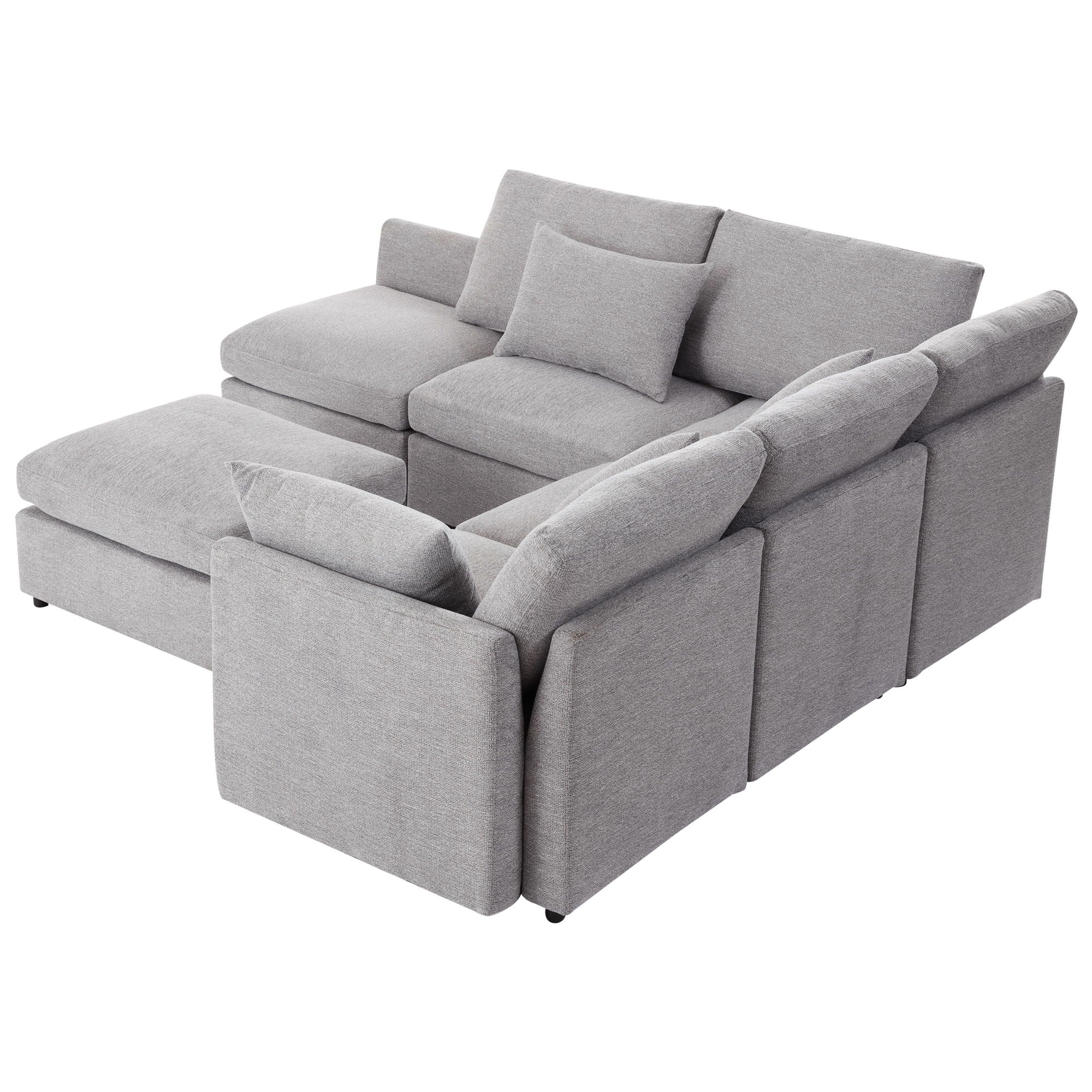 Sectional Sofa Modular U-Shaped With Ottoman & USB Ports