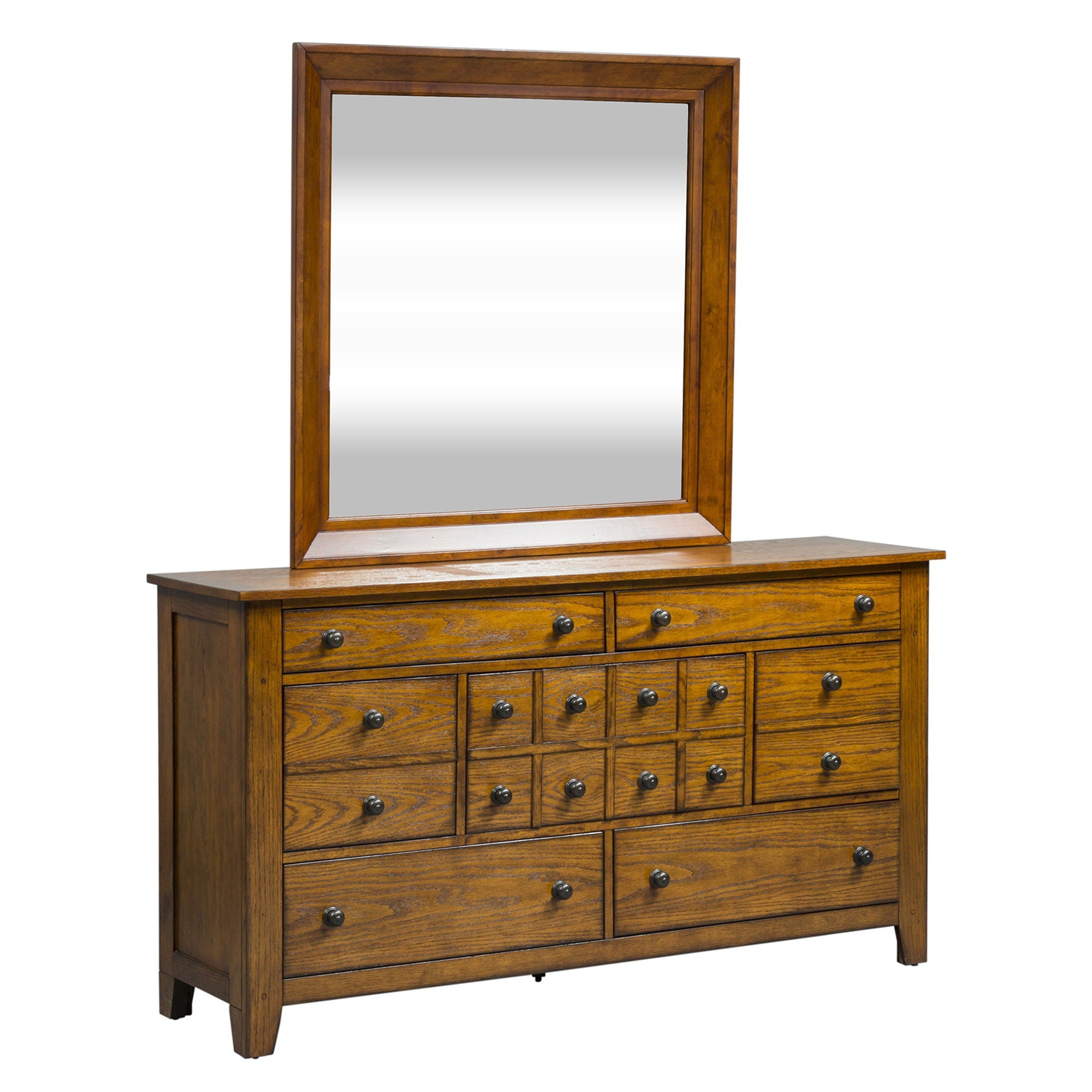 Liberty Furniture Grandpas Cabin - Dresser & Mirror - Light Brown | Meri Furniture