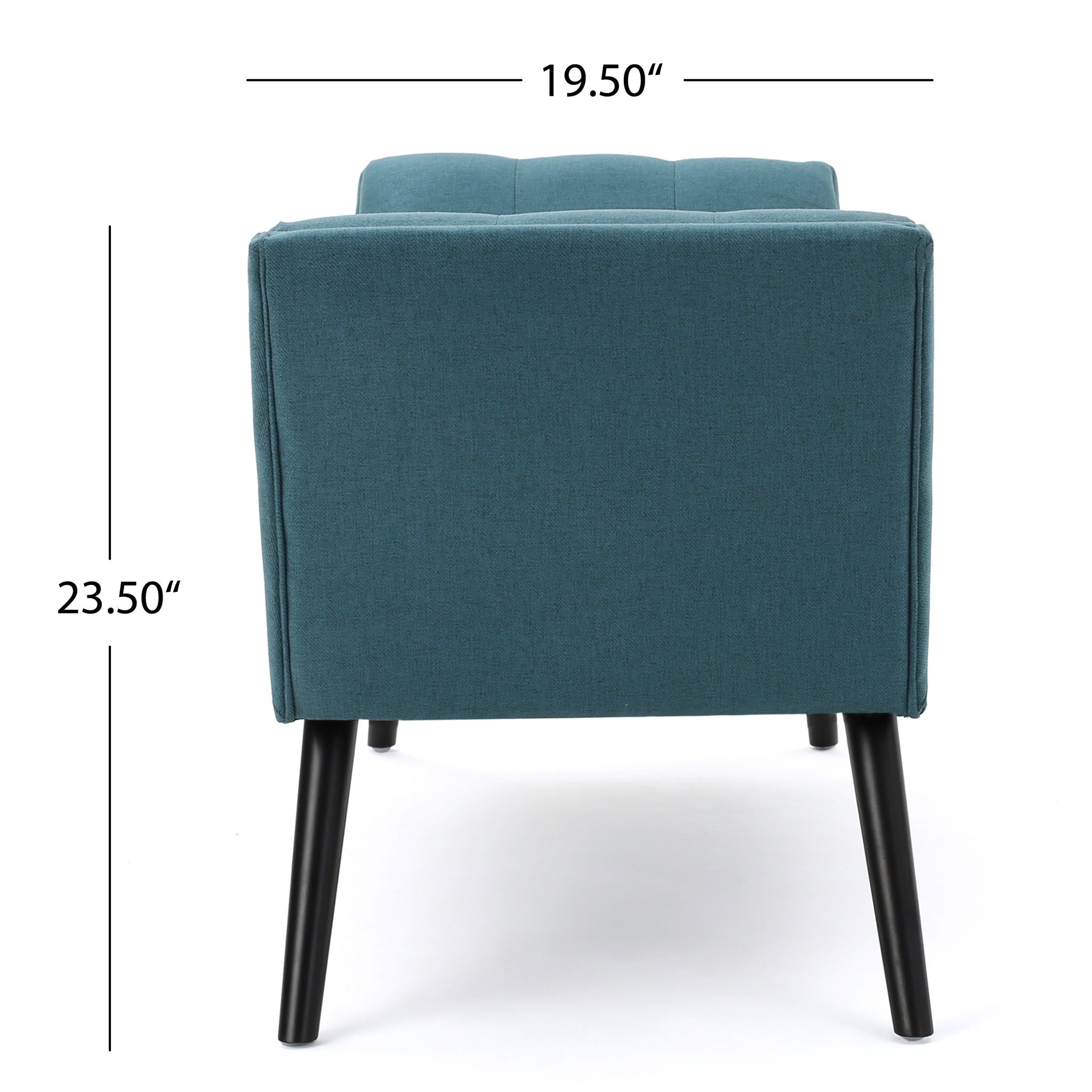 Modern Fabric Bench With Padded Seat And Wide U Shape Design - Teal