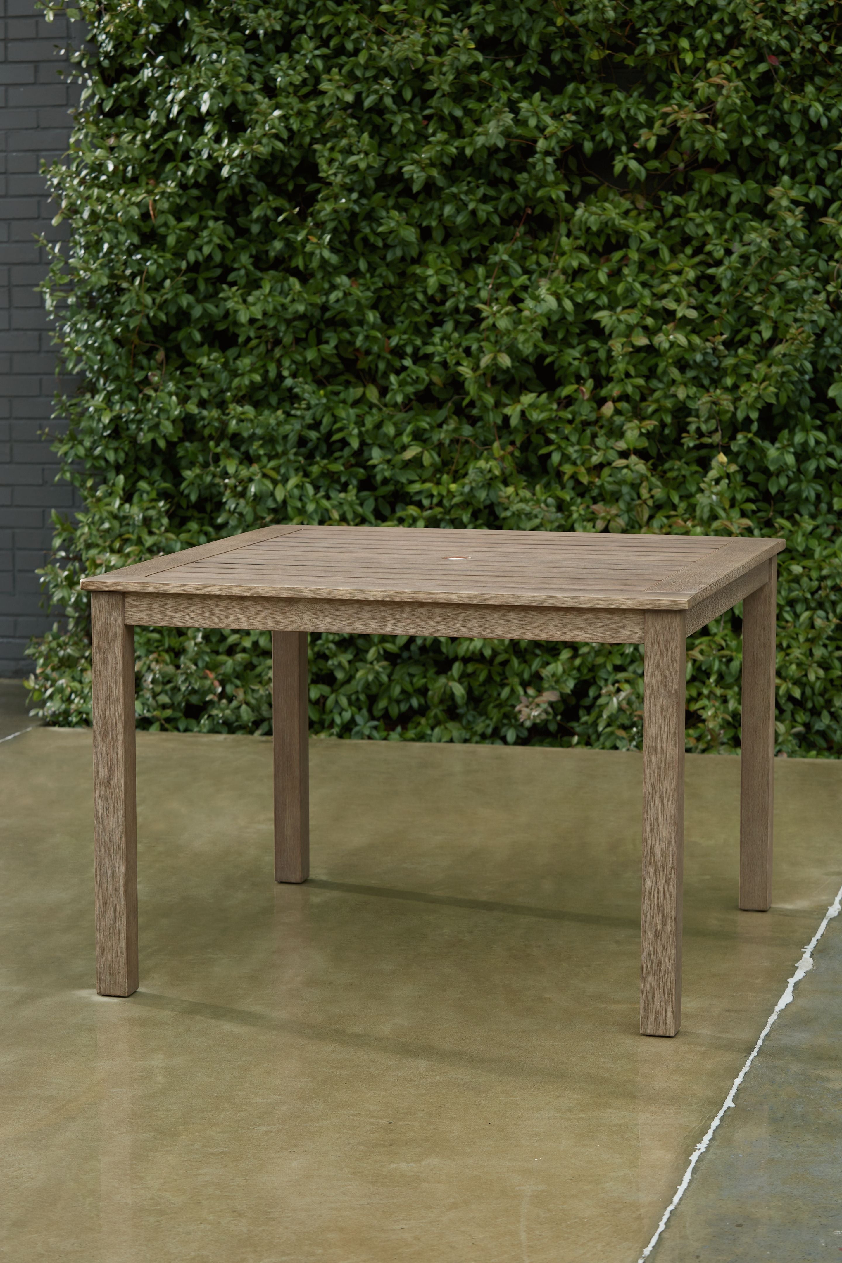 Signature Design by Ashley® Aria Plains - Brown - Square Dining Table W/Umb Opt | Meri Furniture