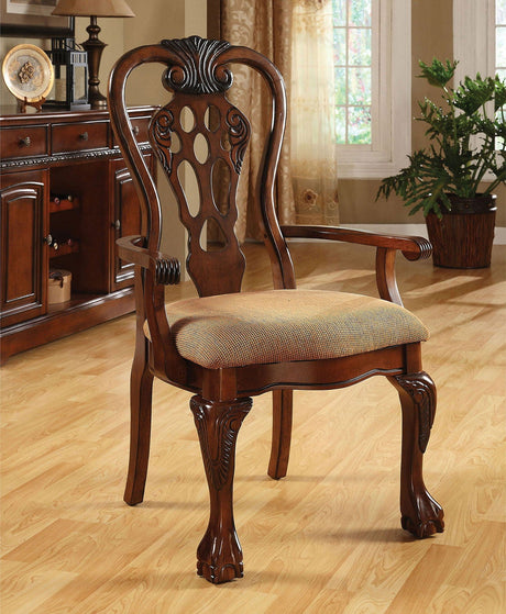 Furniture of America George Town - Dining Table With Double Pedestals - Cherry | Meri Furniture