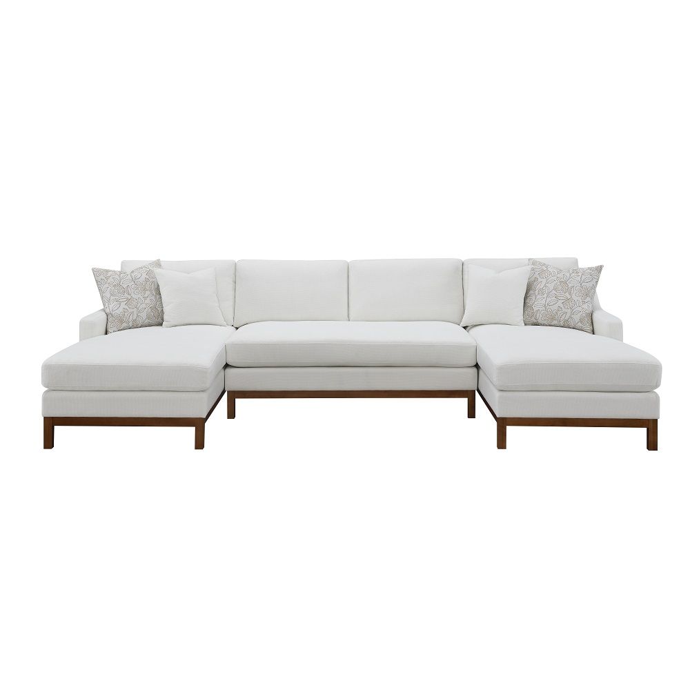 ACME Valiant - Sectional Sofa - Ivory Chenille | Meri Furniture
