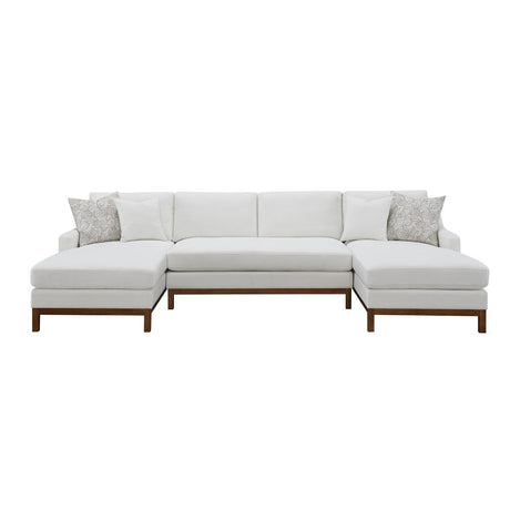 Valiant - Sectional Sofa - Ivory Chenille