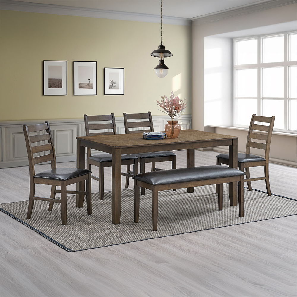 Damica - Side Chair Set of 2) - Brown Synthetic Leather & Walnut