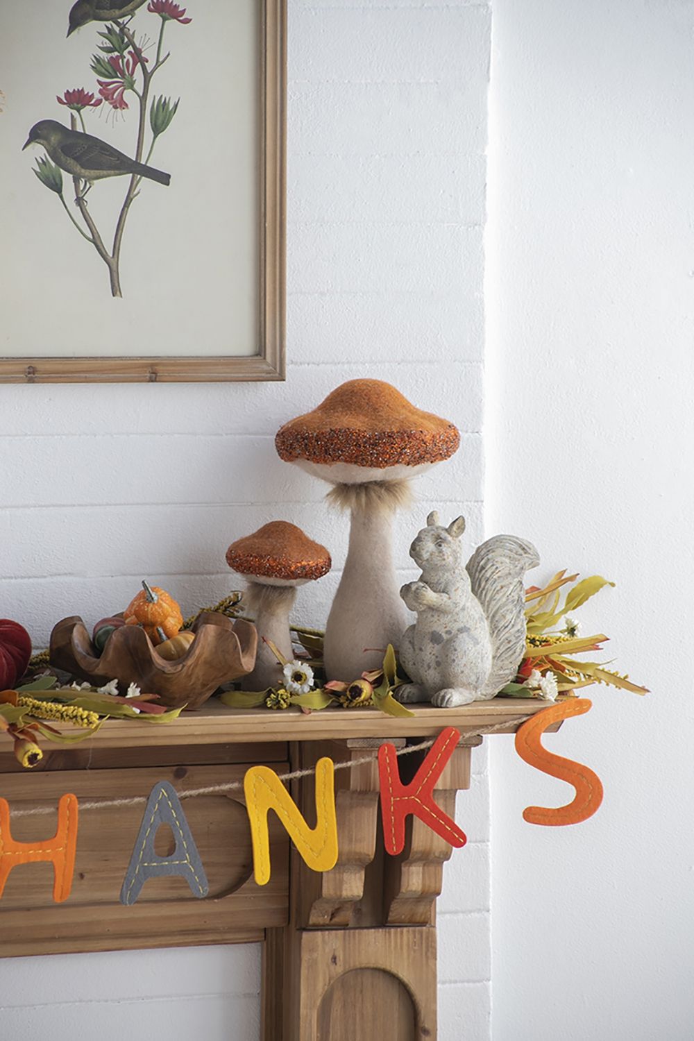 Mushroom Holiday Ornament, For Harvest Festival Fall Festival & Thanksgiving Table Decorations (Set of 2) - Beige / Orange