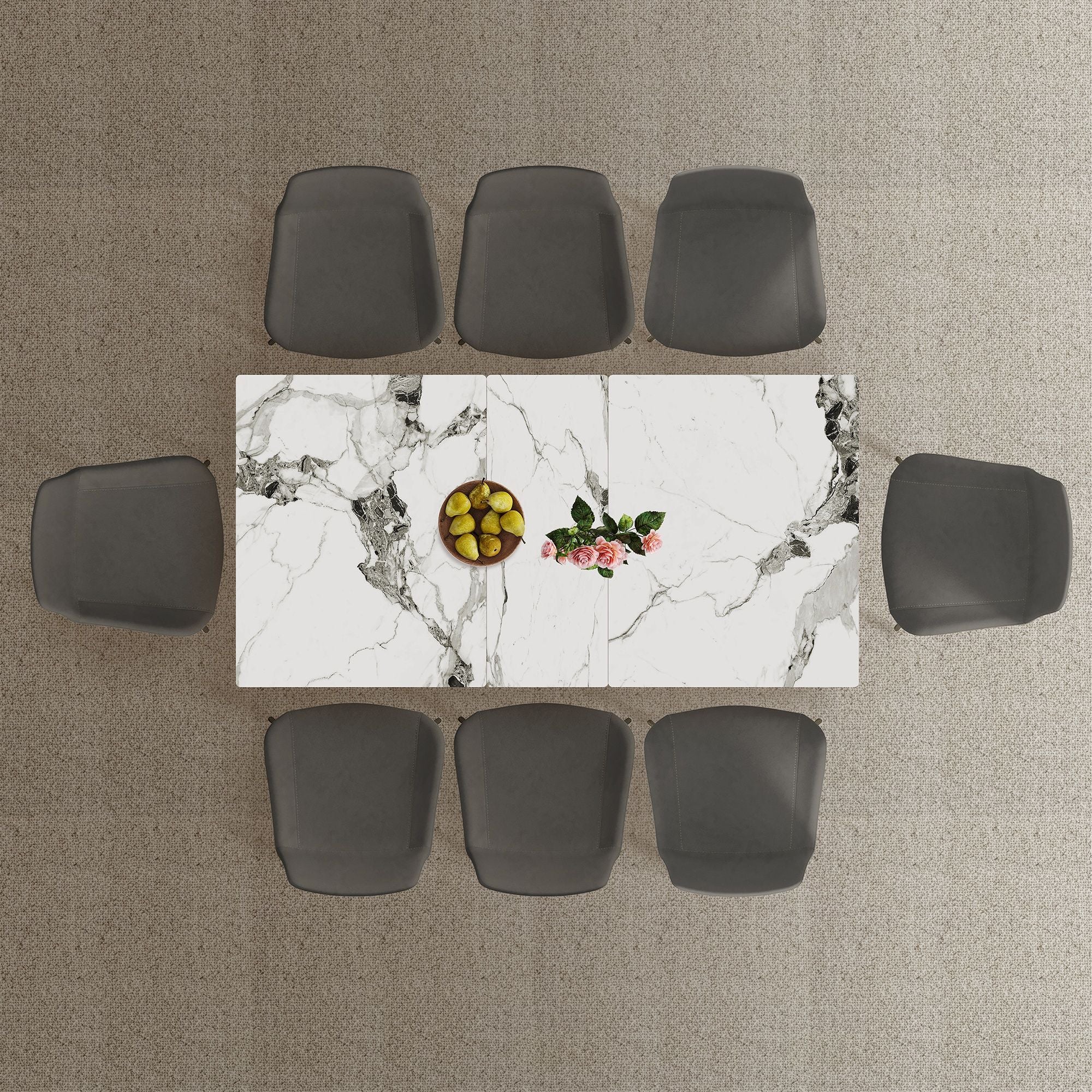 Modern Expandable Dining Table With Retractable Leaf With Chairs