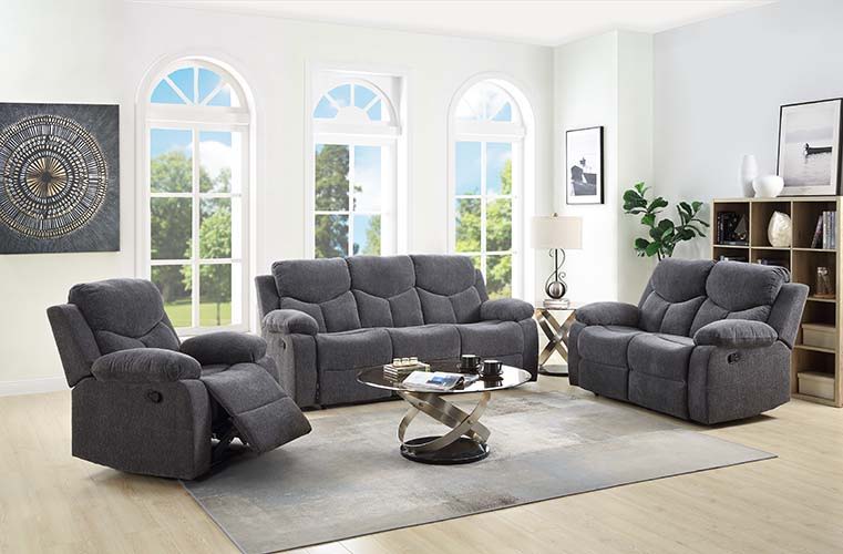Kalen - Motion Loveseat - Gray Chenille