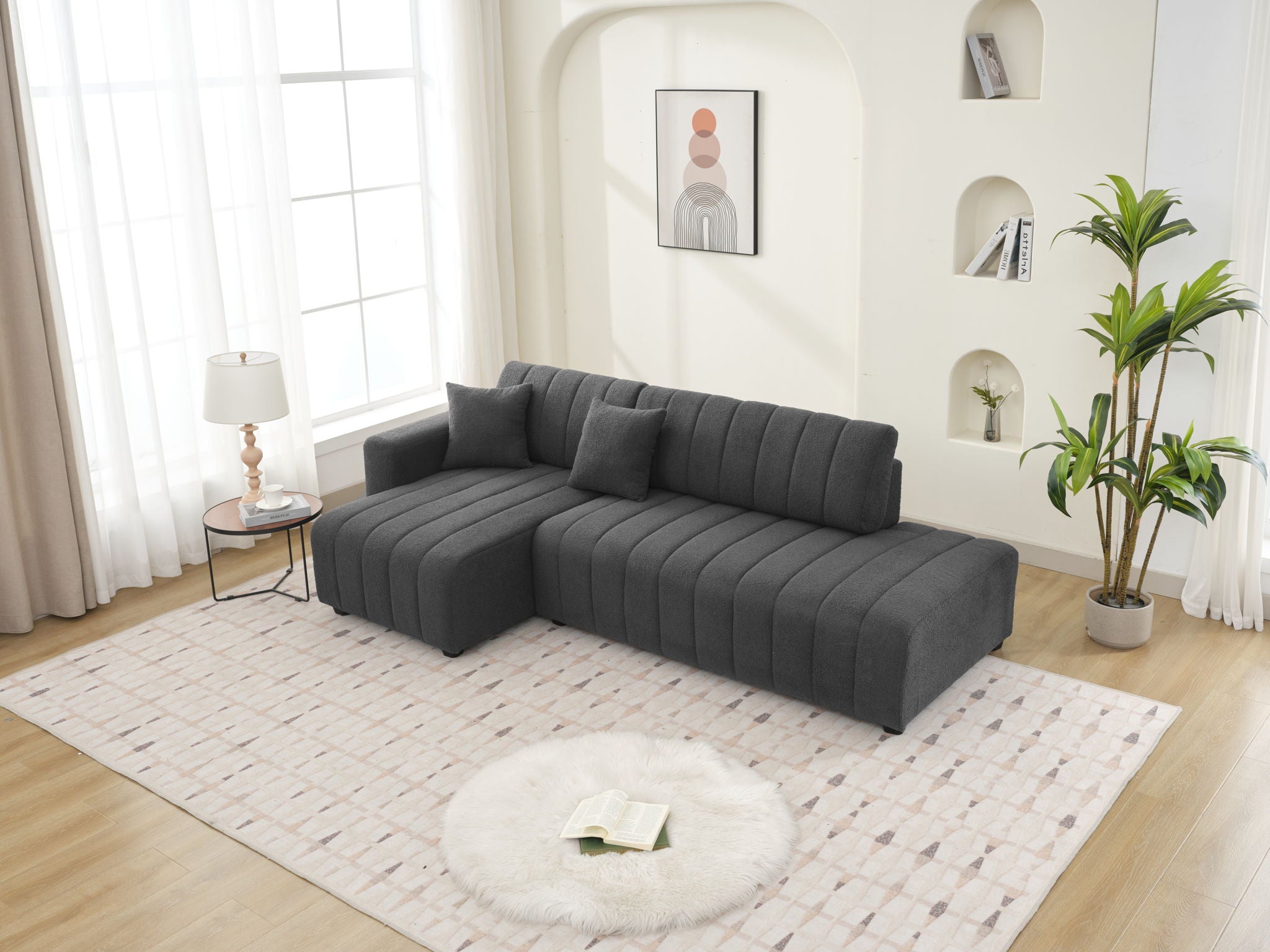 Jessica - Lamb Wool Sectional Sofa With Chaise