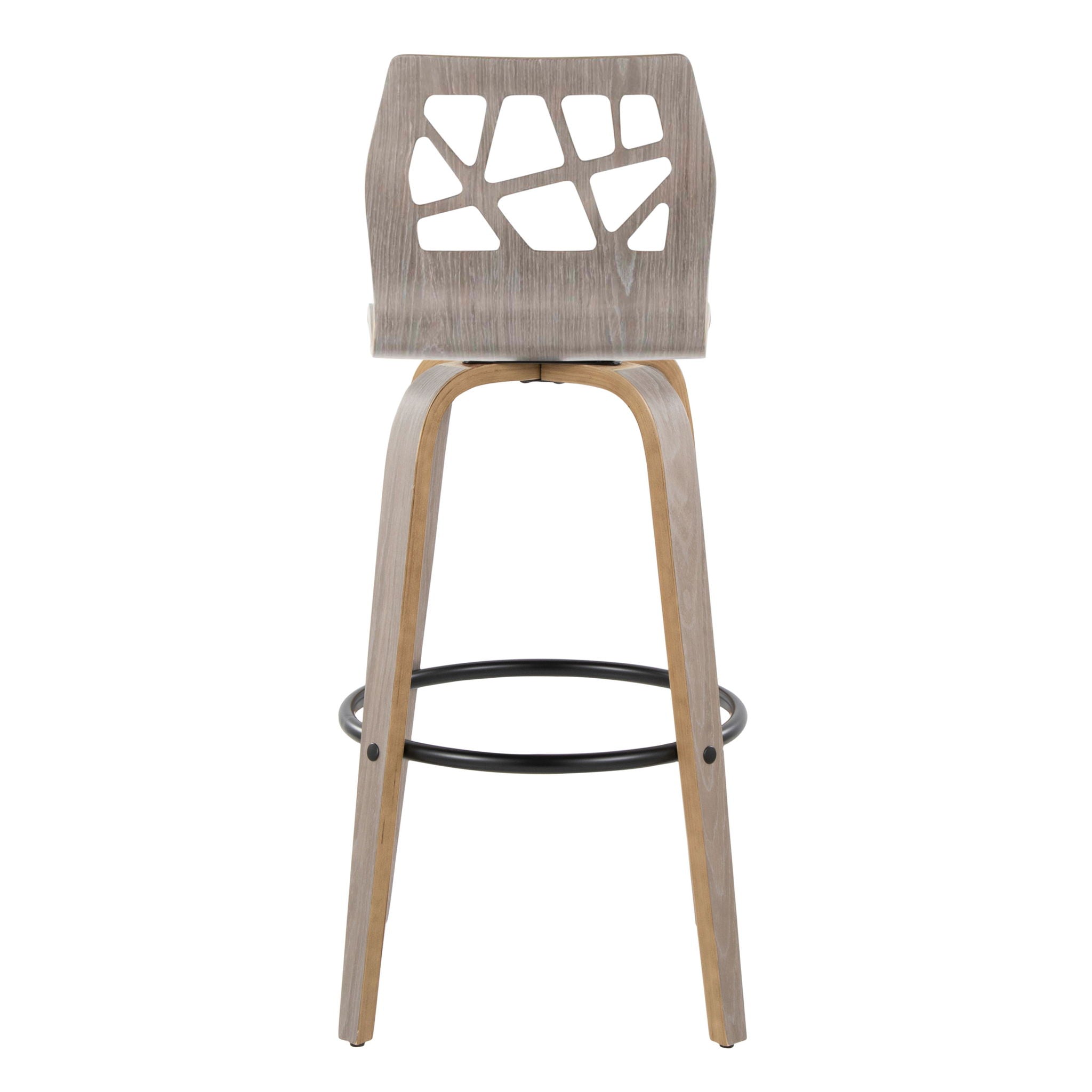 Folia - Contemporary Fixed Height Stool With Swivel With Round Footrest (Set of 2)