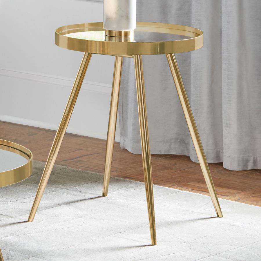 Coaster Fine Furniture Kaelyn - Round Mirror Top End Table | Meri Furniture
