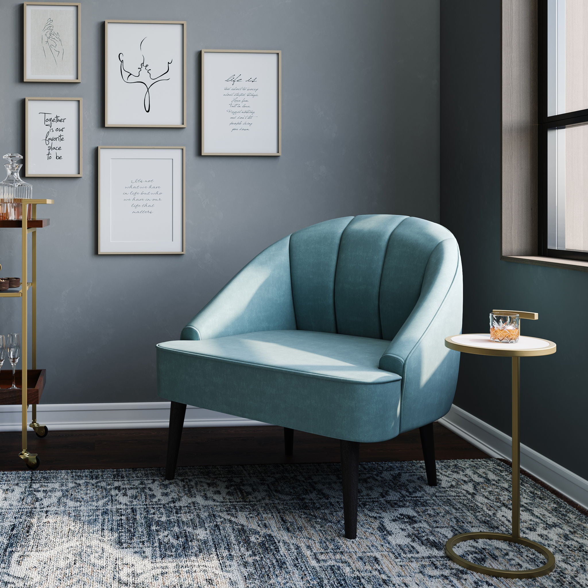 Brook - C Side Table - White / Gold