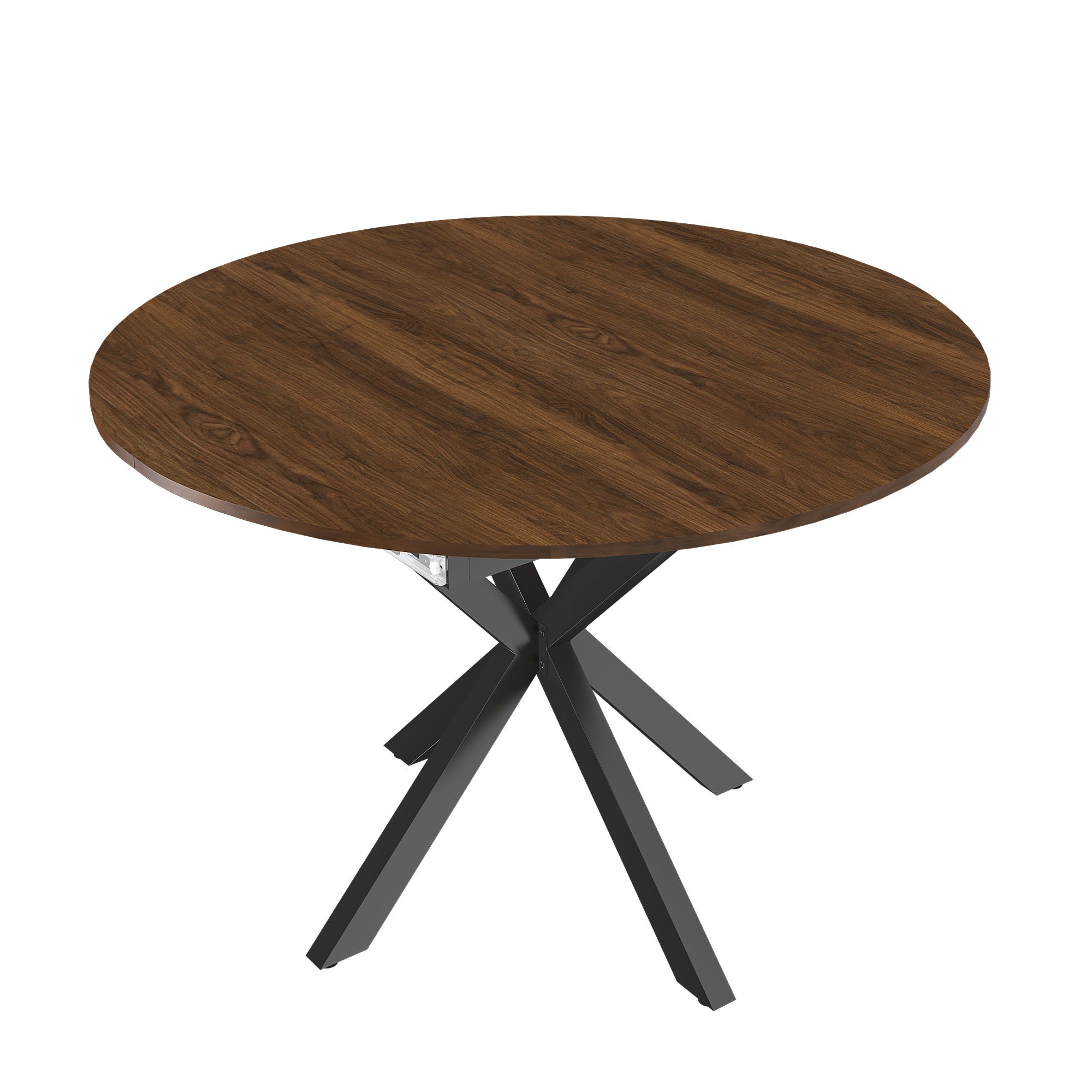 Round Dining Table With Extendable Blades, X Base