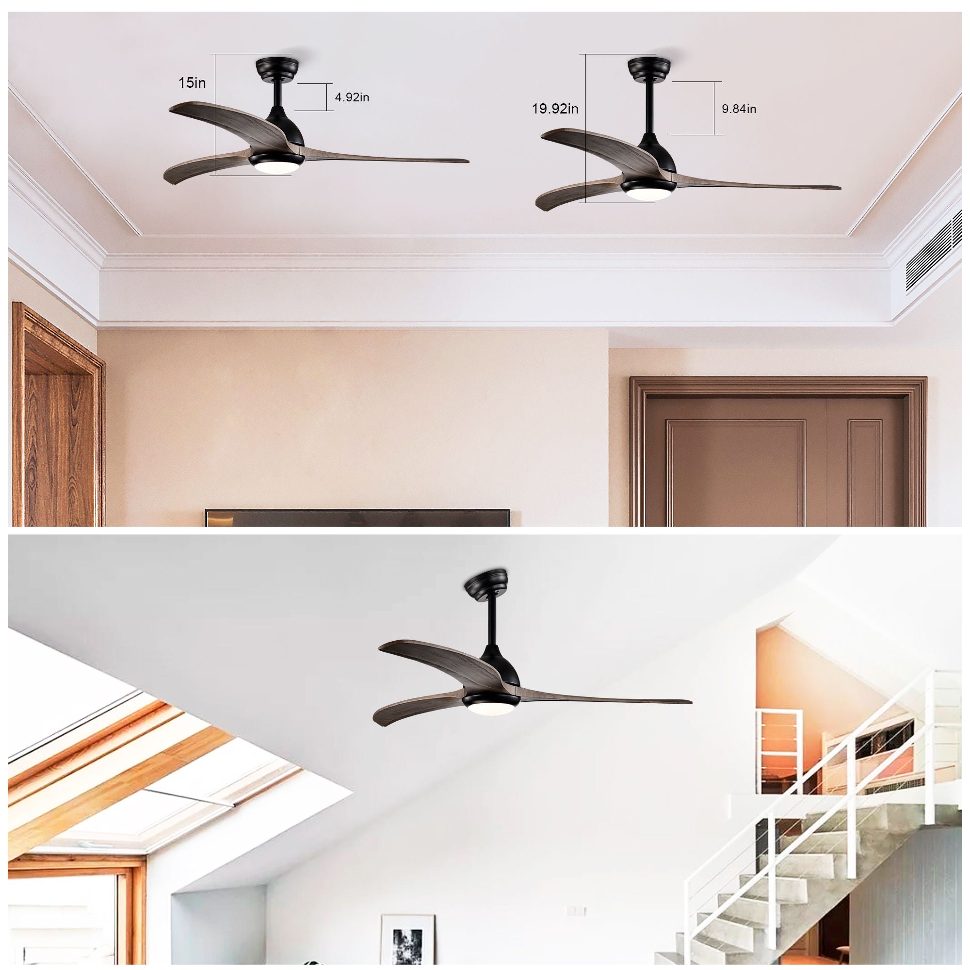 Indoor Outdoor Ceiling Fan With Light With Remote Control, Noiseless Reversible Motor, 6 Speed, 3 Color