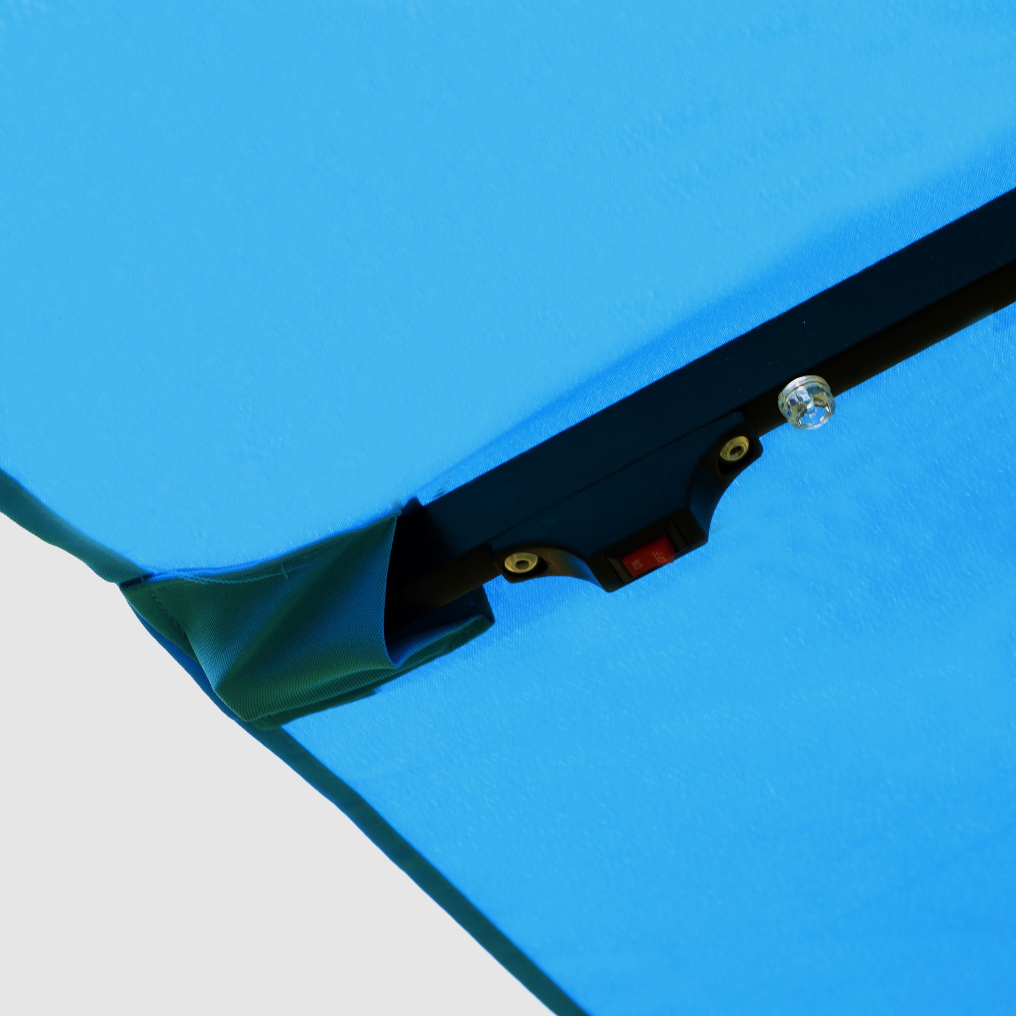 Double- Sided Outdoor Market Umbrella With Lights And Base