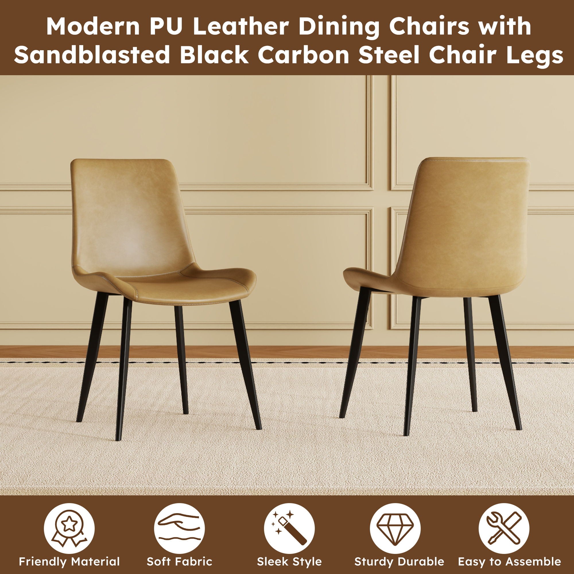 Dining Chairs With Carbon Steel Legs (Set of 4) - Brown