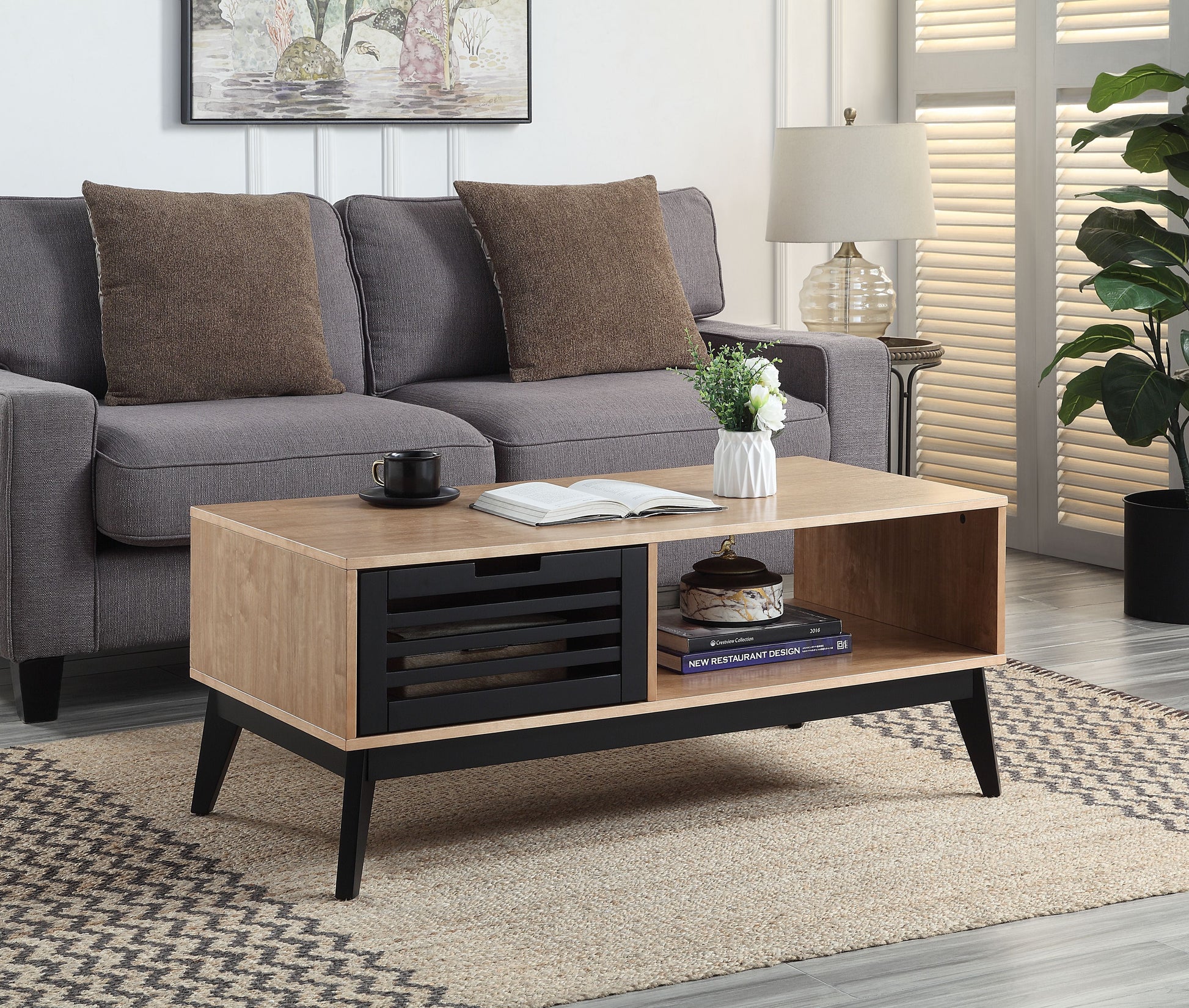 ACME Gamaliel - Coffee Table - Oak & Espresso Finish | Meri Furniture