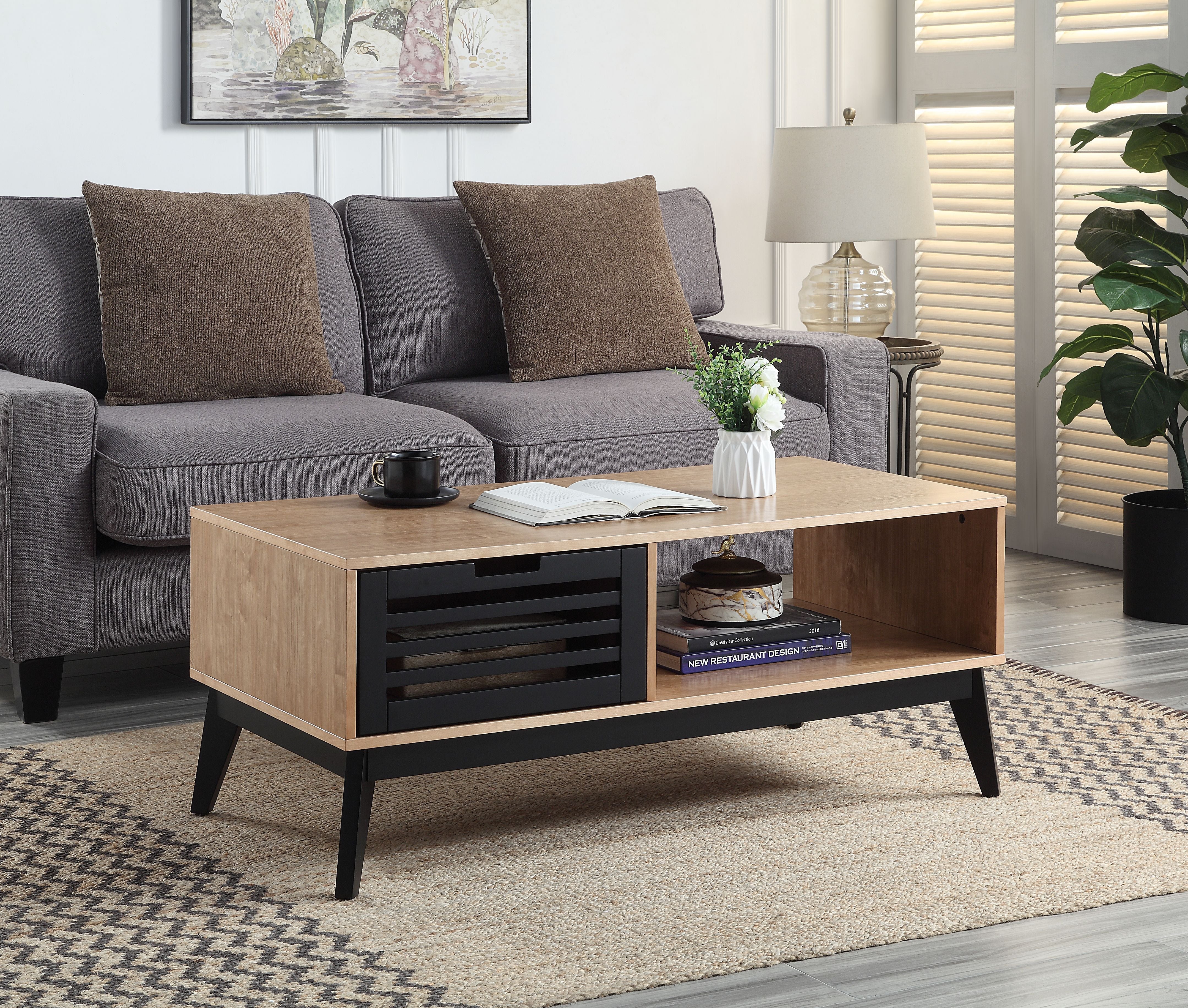 ACME Gamaliel - Coffee Table - Oak & Espresso Finish | Meri Furniture