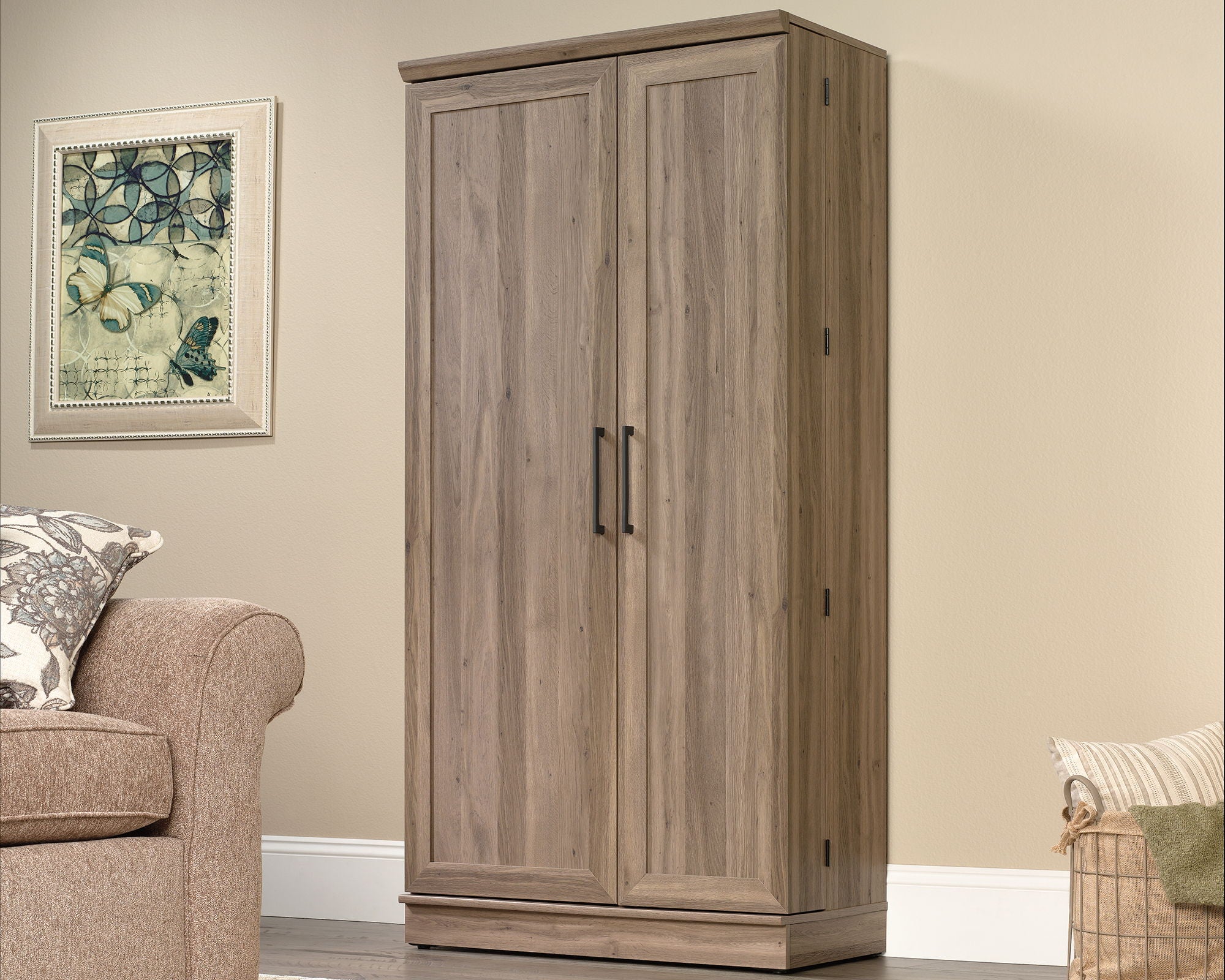 Tall Storage Cabinet in Salt Oak