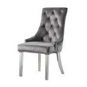 Satinka - Side Chair Set of 2) - Gray Fabric & Mirrored Silver