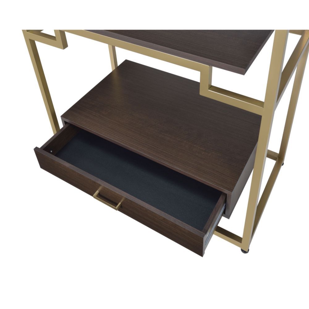 ACME Yumia - Bookshelf - Gold & Clear Glass | Meri Furniture
