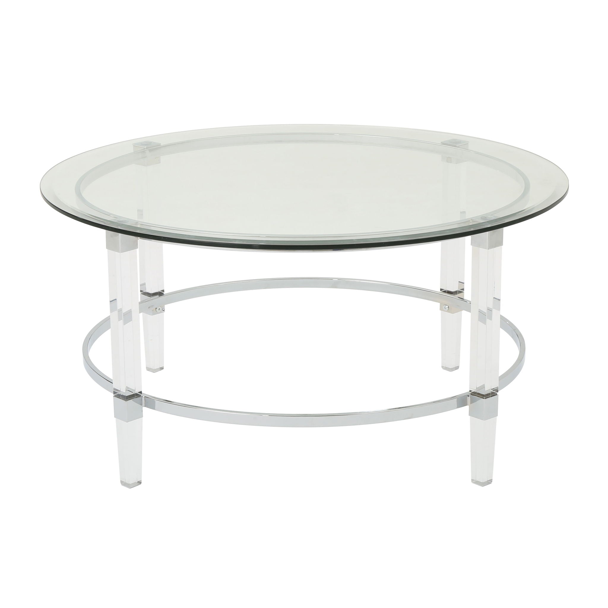 Tempered Glass Round Coffee Table With Four Legs - Clear