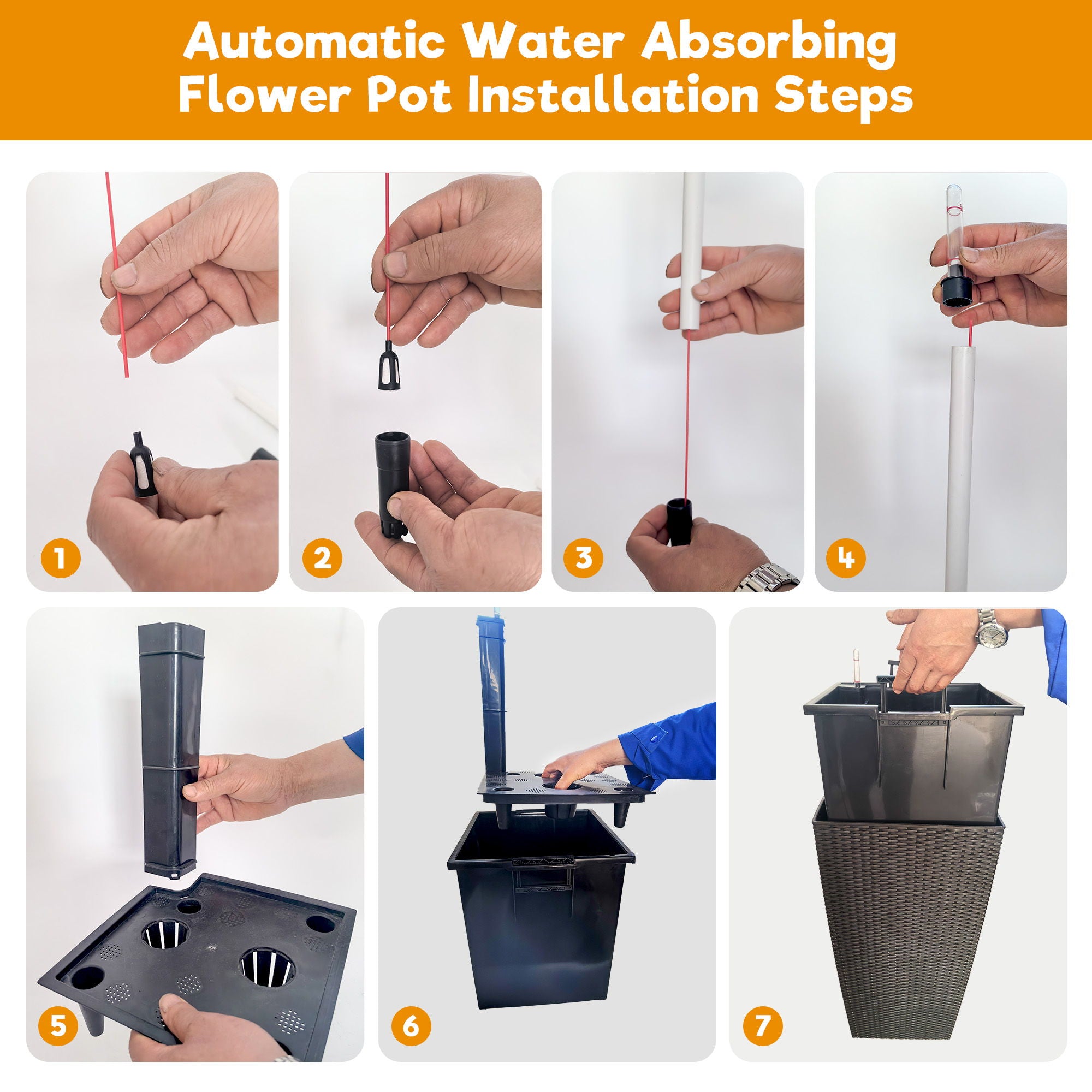 Tall Planters Set With Water Level Monitor And Auto Watering