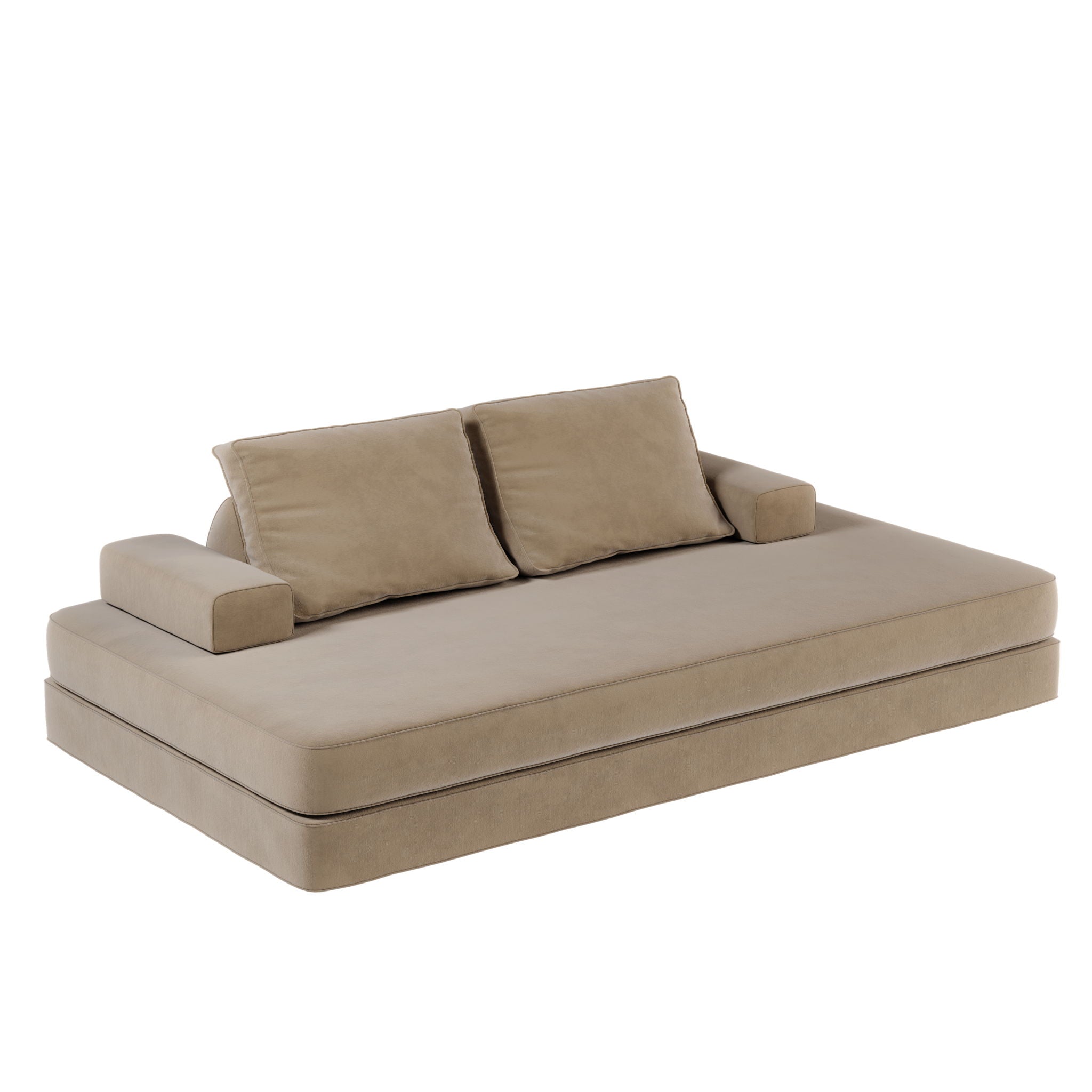 Multifunctional Convertible Sofa Bed With 2 Tumbler Backrests And 2 Pillows, Deep Seat Couch