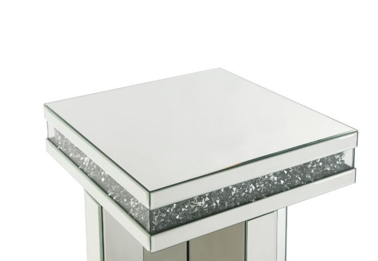 ACME Noralie - End Table - Mirrored & Faux Diamonds - Wood - 24" | Meri Furniture