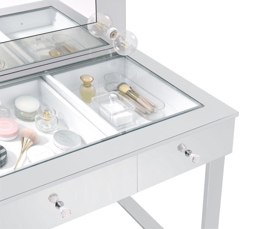 Coaster Fine Furniture Umbridge - 3-Drawer Vanity Set With Lighting - Chrome And White | Meri Furniture