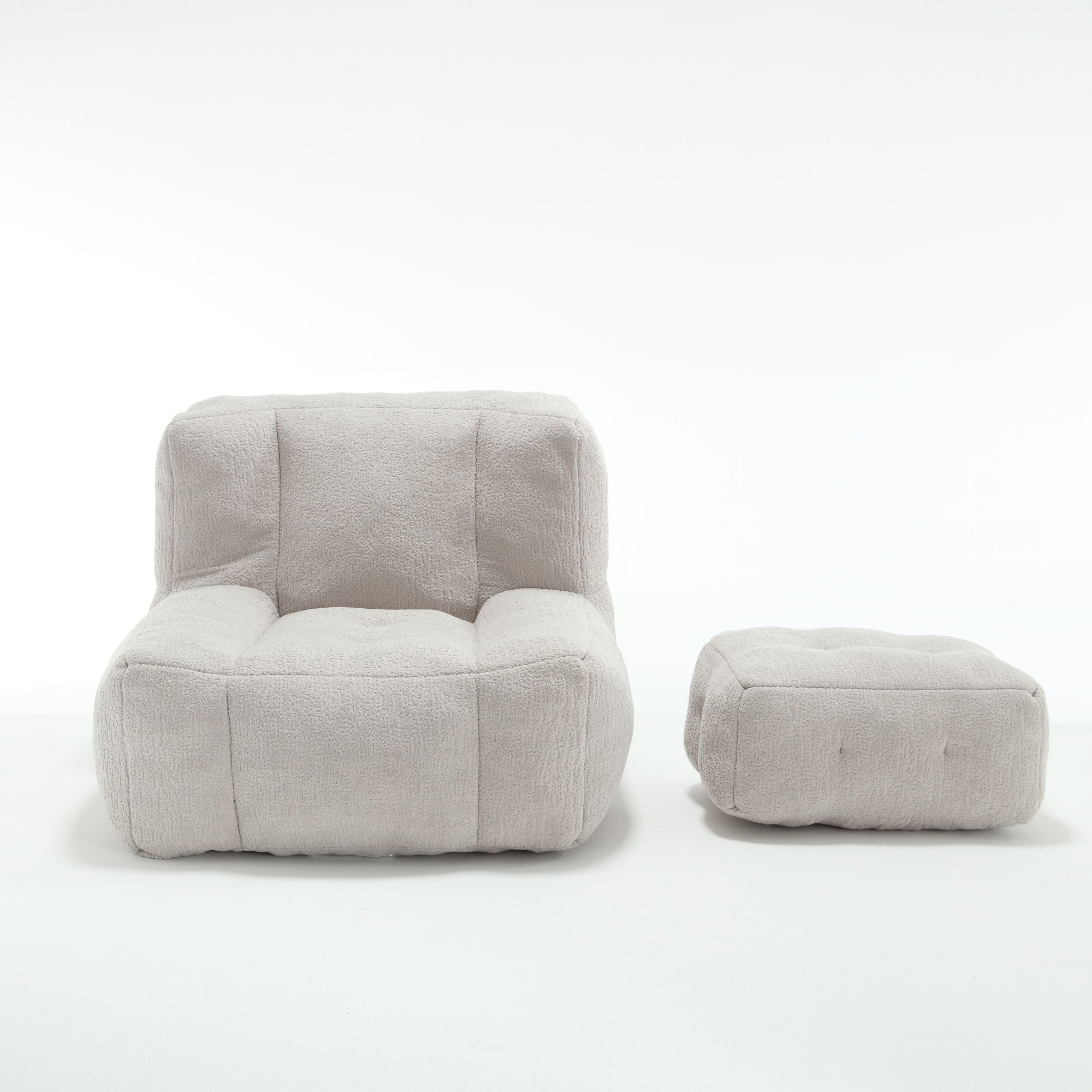 Modern Indoor Fluffy Bean Bag Chair With Memory Foam And Ottoman, Super Soft