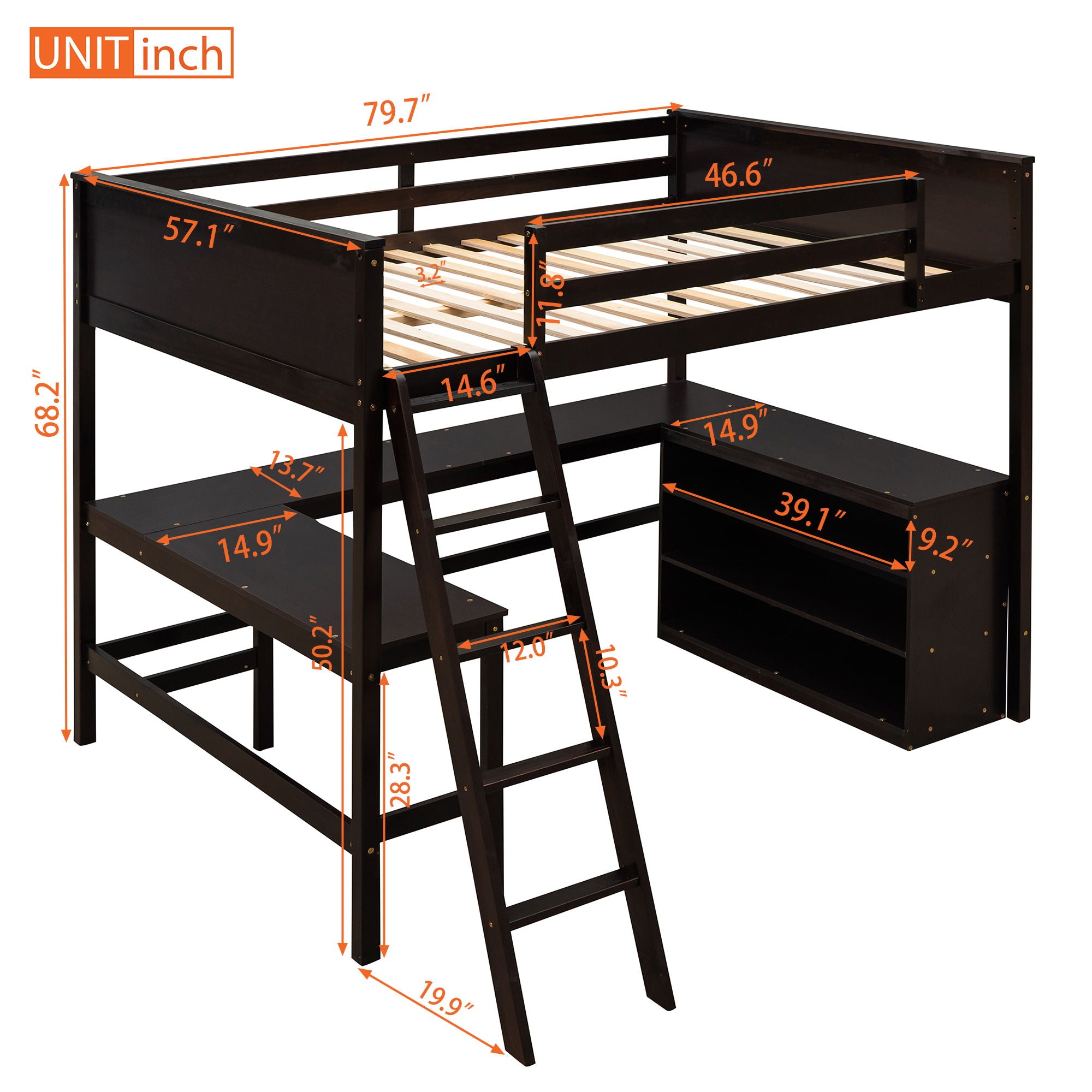 Loft Bed With Shelves With Desk
