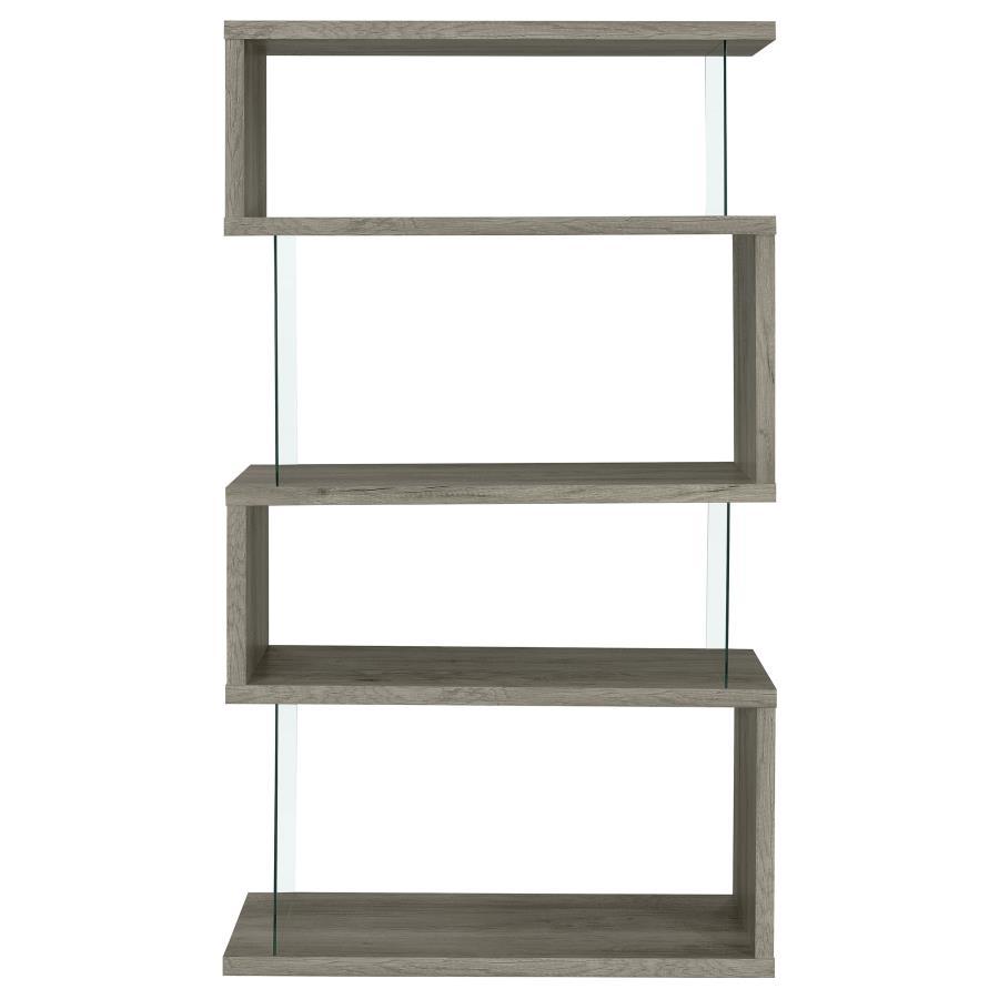Coaster Fine Furniture Emelle - 4-Shelf Glass Panel Bookshelf | Meri Furniture