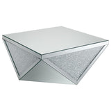 Amore - Square Mirrored Acrylic Crystal Coffee Table - Silver