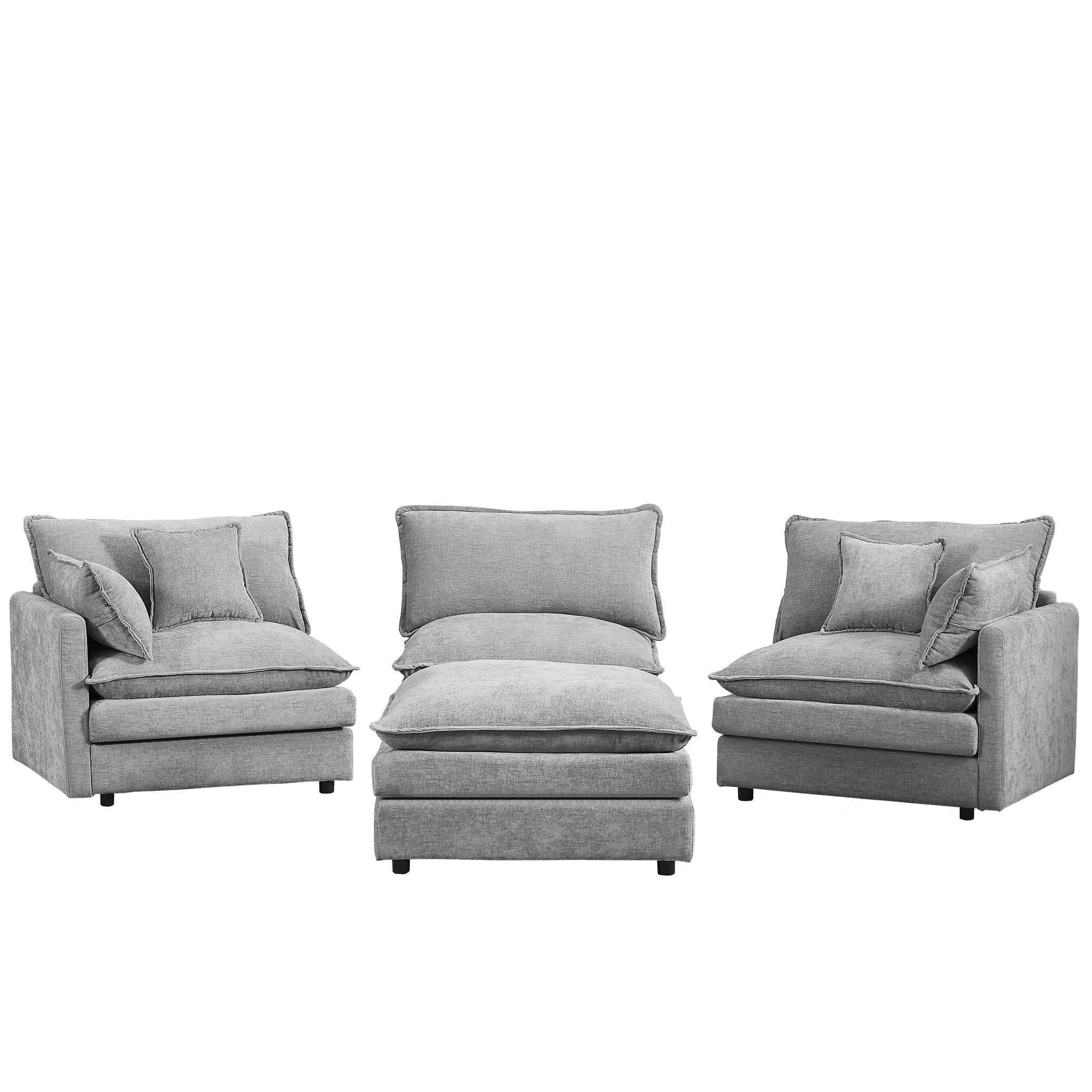 Contemporary Modular Sectional Sofa Set With Movable Ottoman