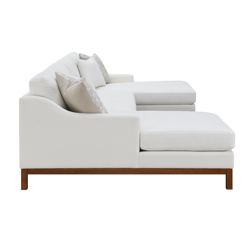 ACME Valiant - Sectional Sofa - Ivory Chenille | Meri Furniture