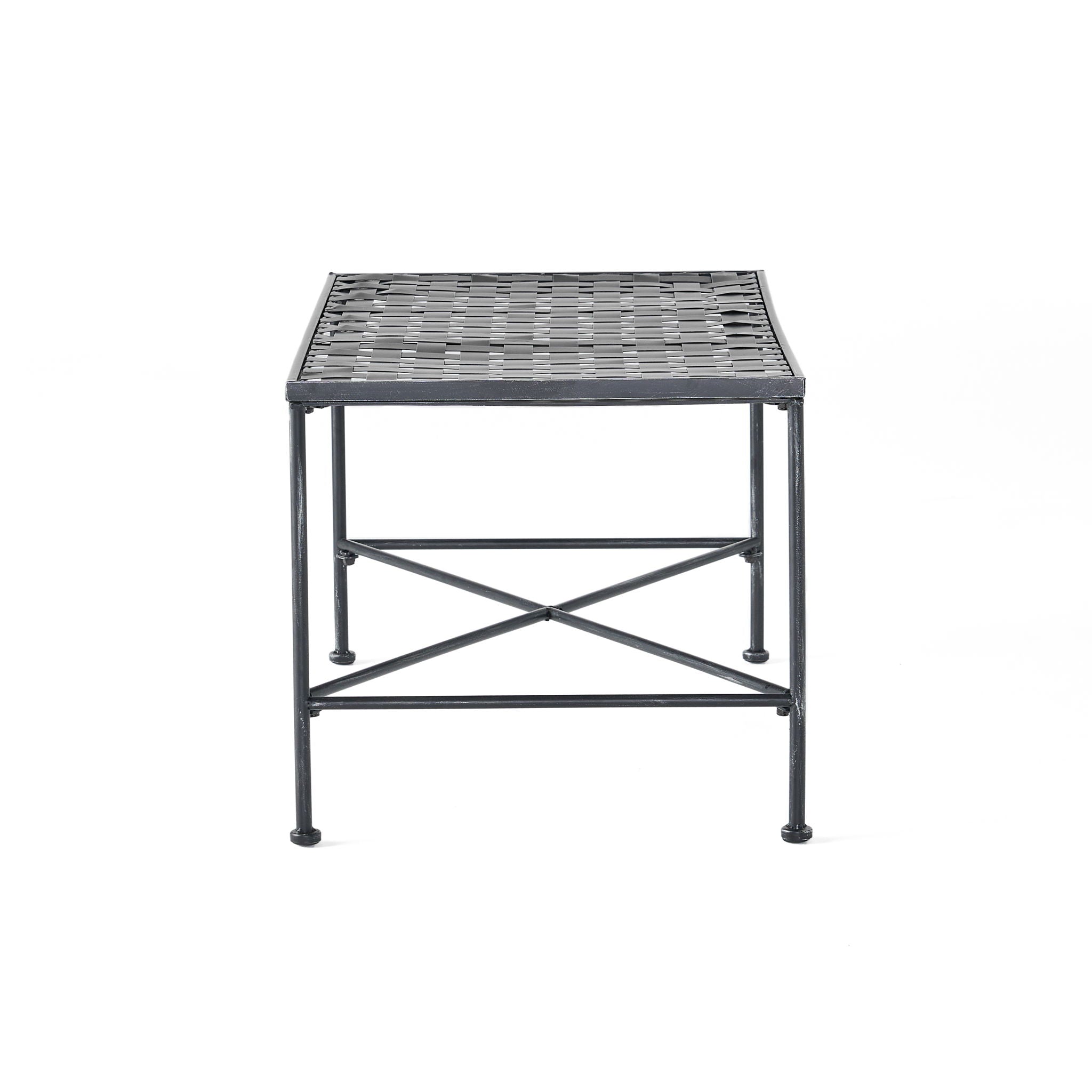 Luna - Outdoor Iron Coffee Table - Black Brush Silver