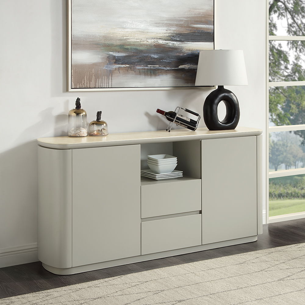 ACME Ingram - Server - Ceramic Top & Light Gray Finish | Meri Furniture