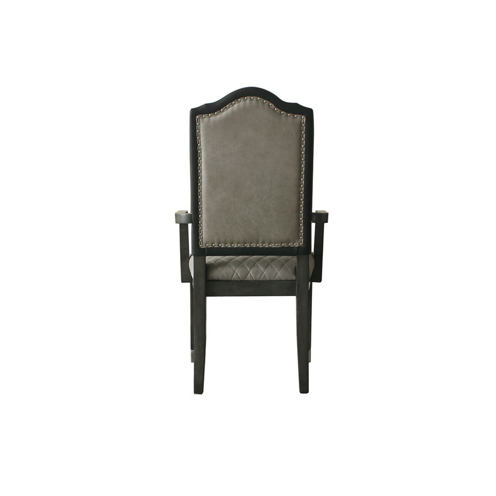 House Beatrice - Arm Chair Set of 2) - Two Tone Gray Fabric & Charcoal