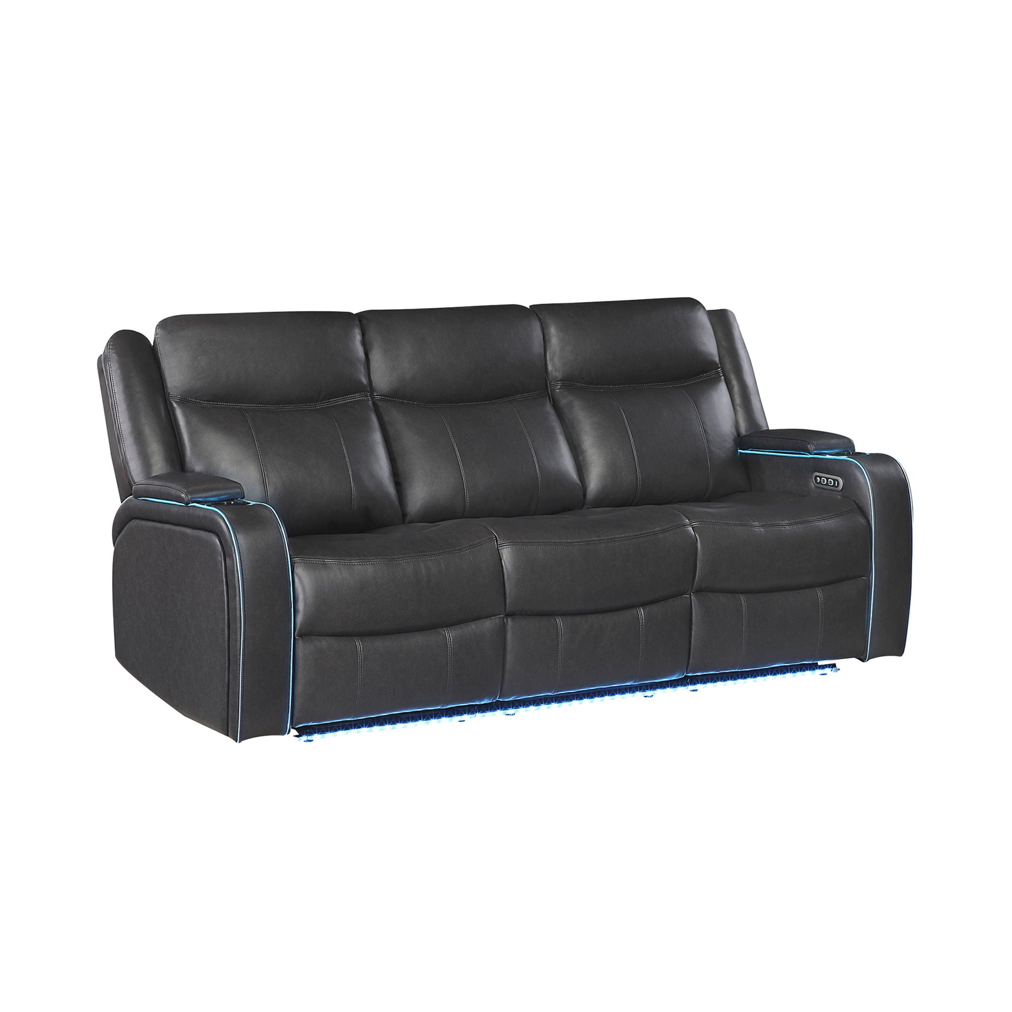 Blanca - Power Reclining Sofa With LED Lights And Power Headrest Frame - Charcoal