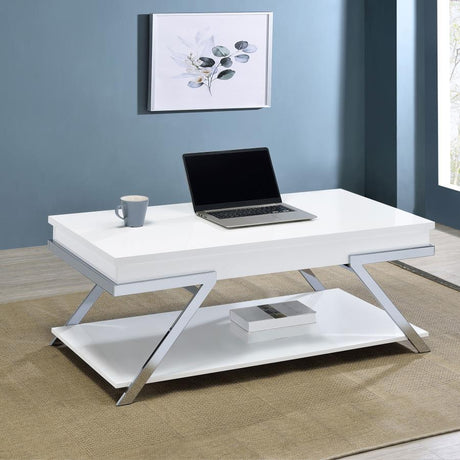 Marcia - Rectangular Lift Top Coffee Table - White High Gloss