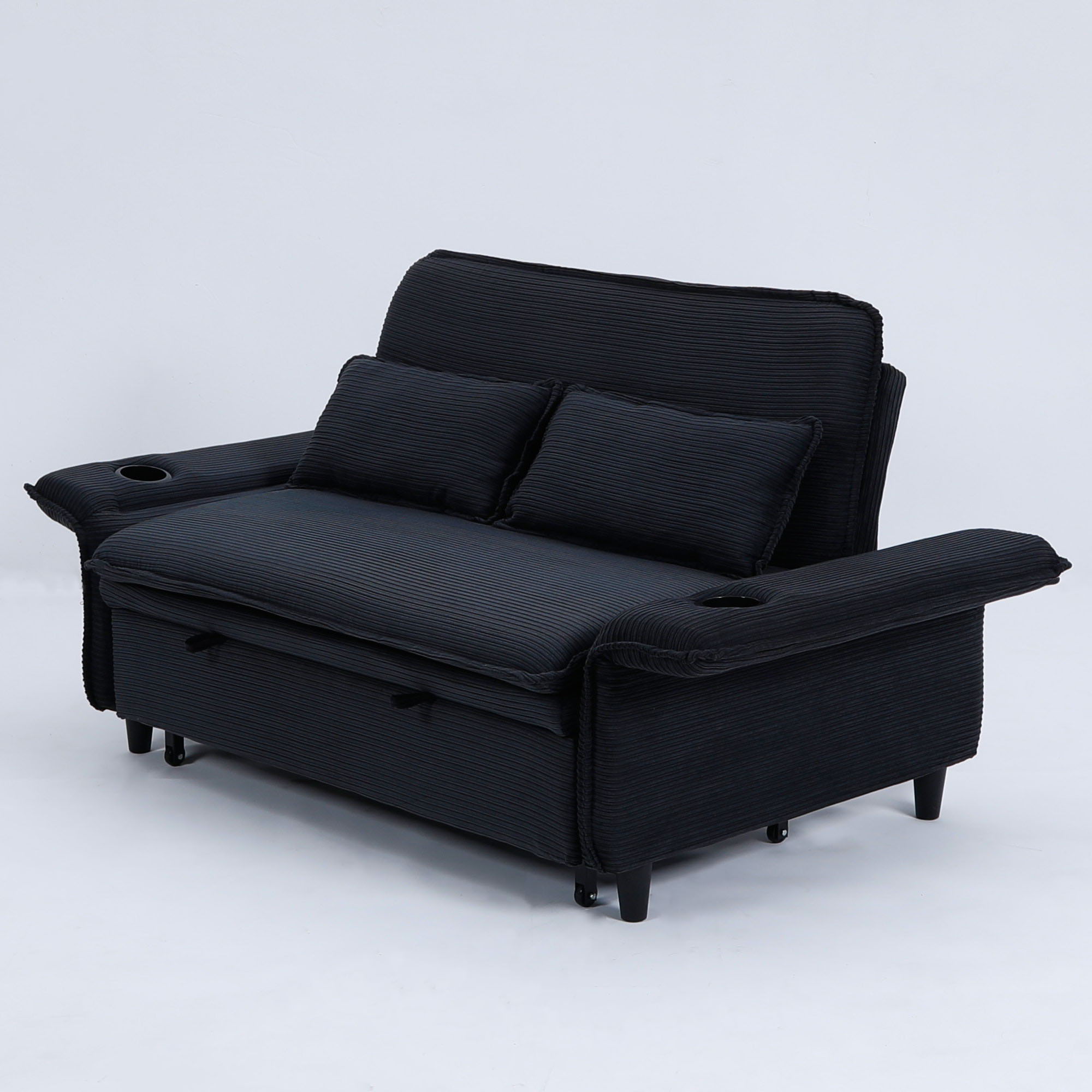Modern Fabric Multi-Functional Sofa Bed With Adjustable Armrests And Backrests