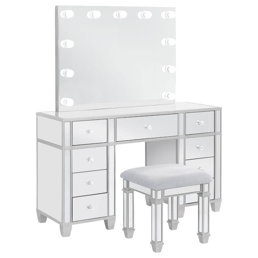 Coaster Fine Furniture Allora - 9-Drawer Vanity Set With Lighting - Metallic Silver | Meri Furniture