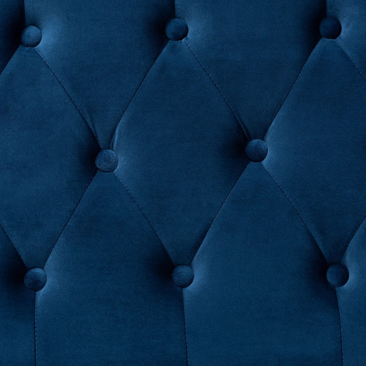 Valere Glam and Luxe Navy Blue Velvet Fabric Upholstered Gold Finished Button Tufted Storage Ottoman