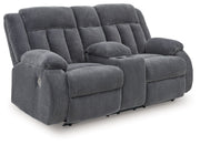 Observation - Double Reclining Power Loveseat With Console - Steel