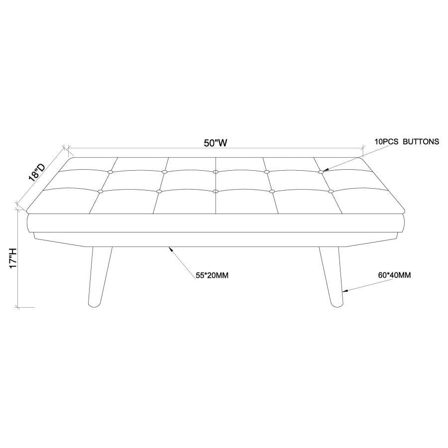 Coaster Fine Furniture Wilson - Fabric Upholstered Tufted Accent Bench - Gray | Meri Furniture