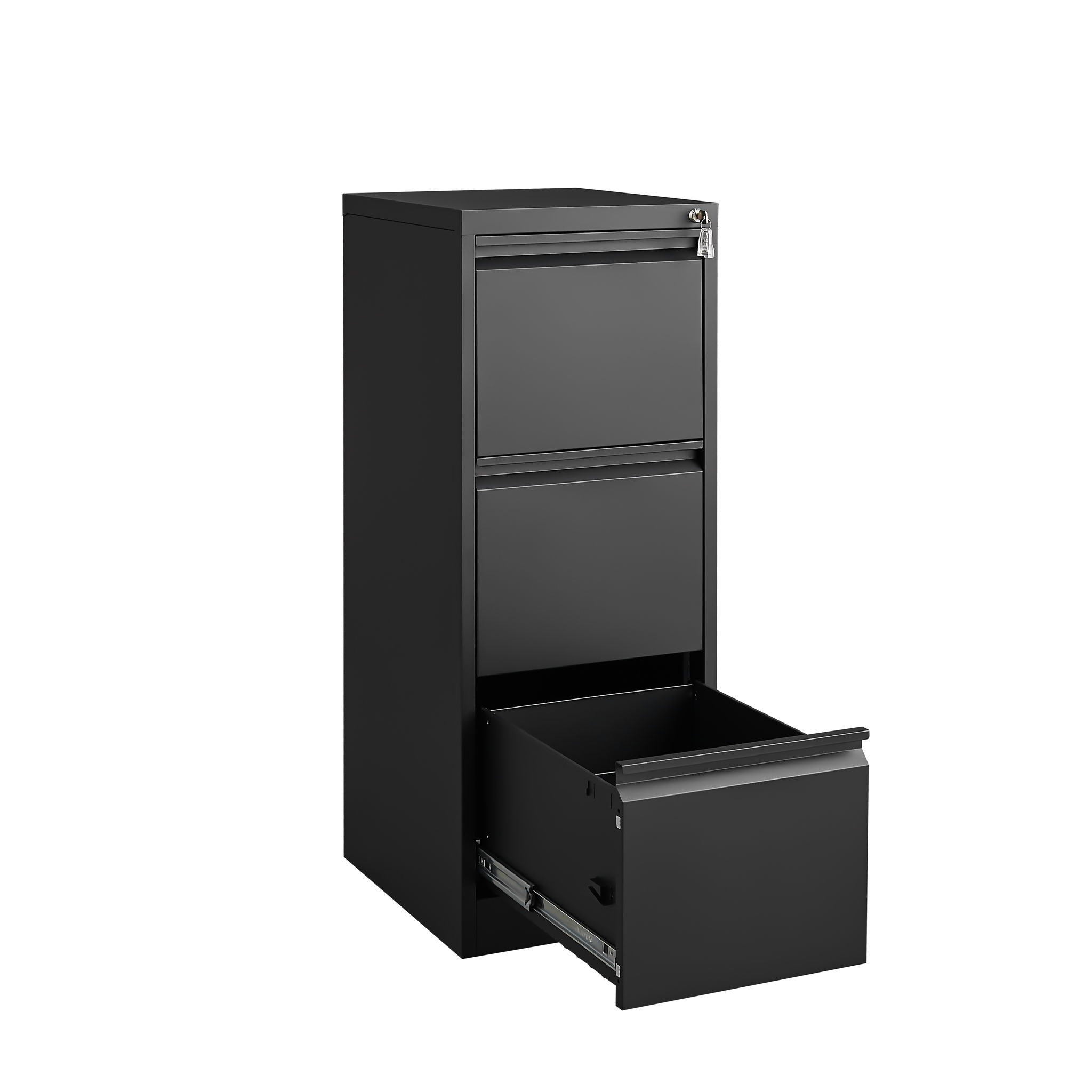 Durable Metal 3 Drawer File Cabinet With Lock For Office Storage