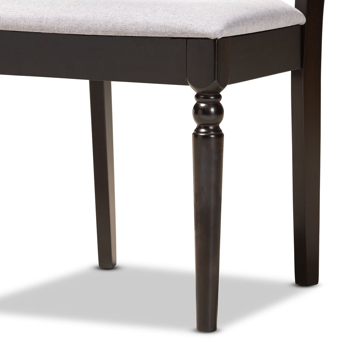 Sadie Modern and Contemporary Grey Fabric Upholstered and Dark Brown Finished Wood 5-Piece Dining Set
